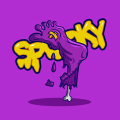 Gross human foot. Undead art logo. Abstract vector illustration. Background design for t-shirt, poster, clothing, merch, apparel. 