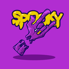 Gross human hand arm. Undead art logo. Abstract vector illustration. Background design for t-shirt, poster, clothing, merch, apparel. 