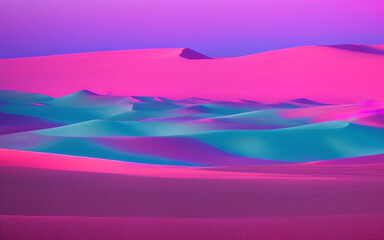 Psychedelic hilly barren sand dunes, Generative AI