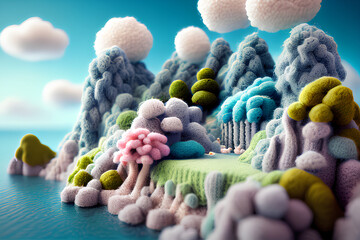 Fototapeta premium Generative AI Woolen Island