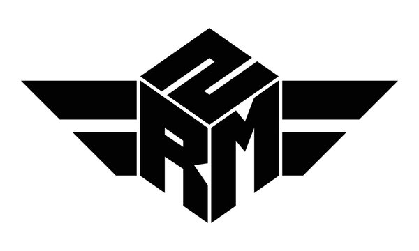 ZRM three letter gaming logo in polygon cube shape logo design vector template. wordmark logo | emblem logo | monogram logo | initial letter logo | sports logo | minimalist logo | typography logo |