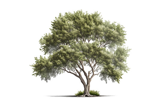 Isolated single tree with clipping path and alpha channel on a transparent picture background. Suitable for all types of art work and print in Photoshop. Tropical—Deciduous Vegetation.