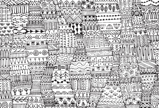 Abstract Hand drawn non-seamless background, Vector Illustration for clothing, home decor, cards and templates, scrap booking, post cards, frames.