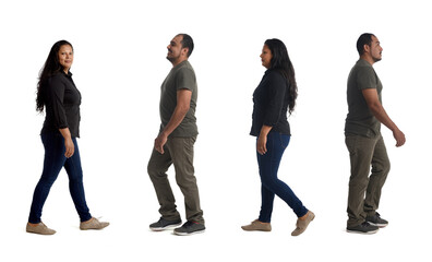 Obraz premium woman and man walking on white background