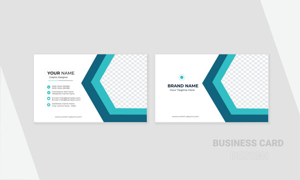 Blue modern creative business card and name card, simple clean template vector design.