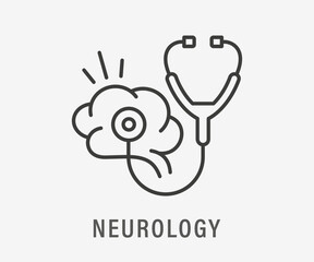 Neurology line icon on white background. Editable stroke.