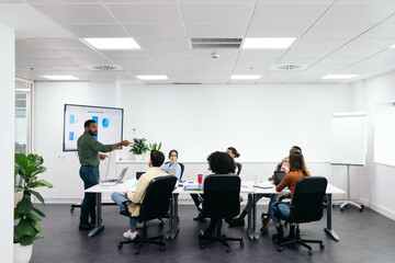  Businessman making a presentation at a meeting in the office