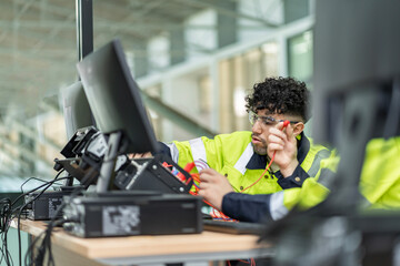 Electrical engineers supervise and design PLC electrical systems for companies or industrial factories.