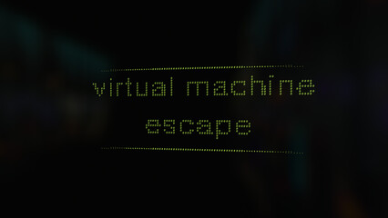 Cyber attack virtual machine escape vunerability in text ascii art style, ASCII text.