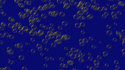 3D green bubbles constantly rise up on blue background. Abstract festive background for advertising, congratulations, text, Mother day, Valentine, Christmas, Birthday. 3D animation.