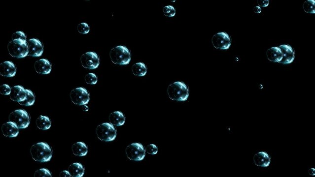 3D falling underwater bubbles cloud 4K 3D loop Animation backgrounds. Fast flowing blue bubbles mass. Air Bubble, Drink, Flow, Fresh, Ocean, Sea, Underwater, Water, Transparent.