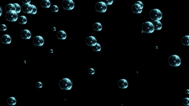 3D Motion Underwater bubbles cloud 4K 3D loop Animation backgrounds. Fast flowing blue bubbles mass. Air Bubble, Drink, Flow, Fresh, Ocean, Sea, Underwater, Water, Transparent.