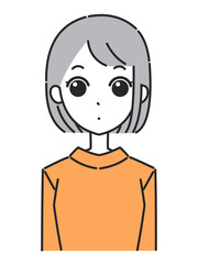 女性の表情　アイコン　小さい驚き