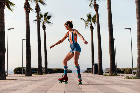Roller skater skating outdoors