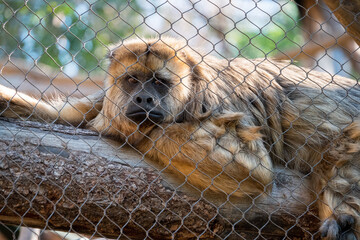 lion in cage