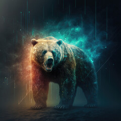 Grizzly bear on a digital background