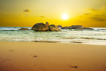 Sunset on the shores of the Indian Ocean, Sri Lanka