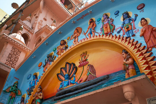 Painted Hindu Deities on temple wall