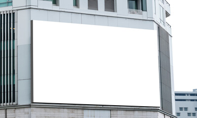 Mock up white background billboard on building .clipping path for Mockup