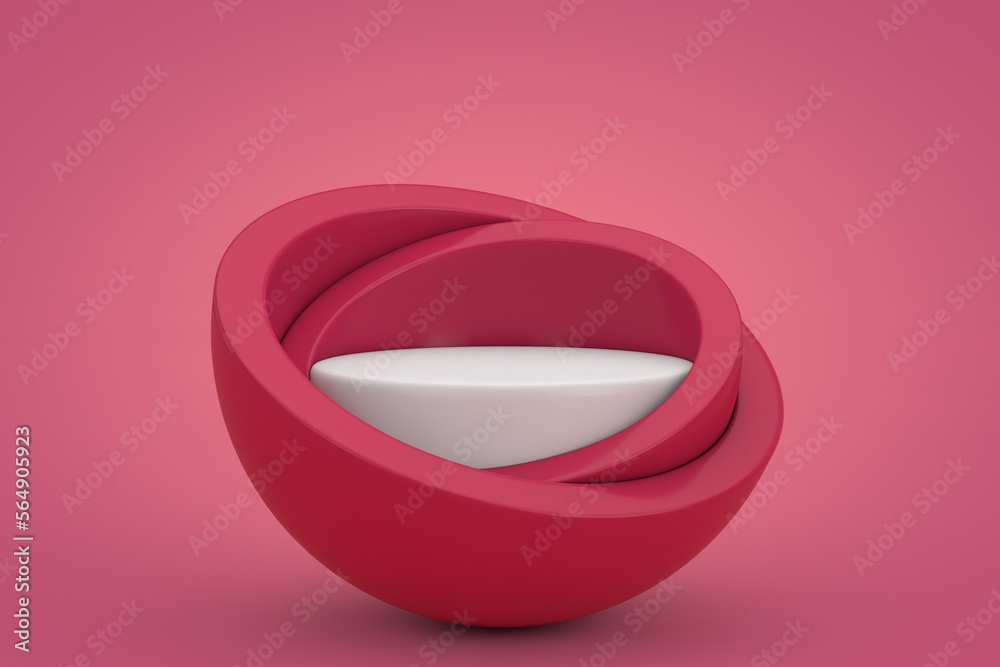 Aufkleber elegant and modern product presentation promotion stand or pedestal in shape of spheres. 3d renderin