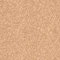 Seamless abstract geometric pattern. Simple background on beige, brown, light brown colors. Illustration. Abstract lines. Design for textile fabrics, wrapping paper, background, wallpaper, cover.