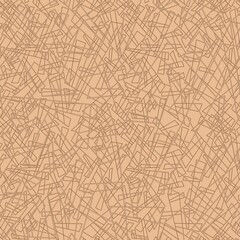Obraz premium Seamless abstract geometric pattern. Simple background on beige, brown, light brown colors. Illustration. Abstract lines. Design for textile fabrics, wrapping paper, background, wallpaper, cover.