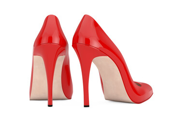 Red High Heels Wooman Shooes. 3d Rendering