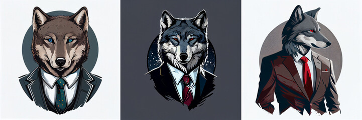 Business wolf, Night Court wolf,  Wall Street wolf furry Generative AI Art 