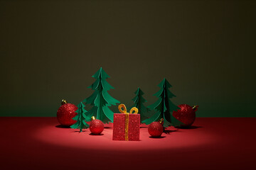 New Year tree mini plant with gift boxes