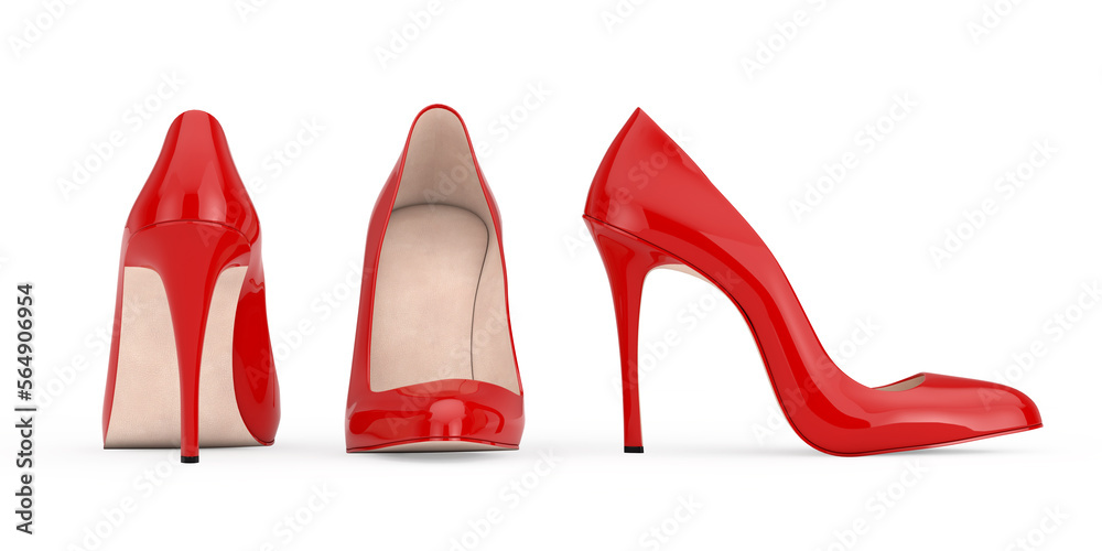 Aufkleber red high heels wooman shooes. 3d rendering