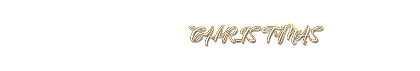 Christmas word gold typography banner with transparent background