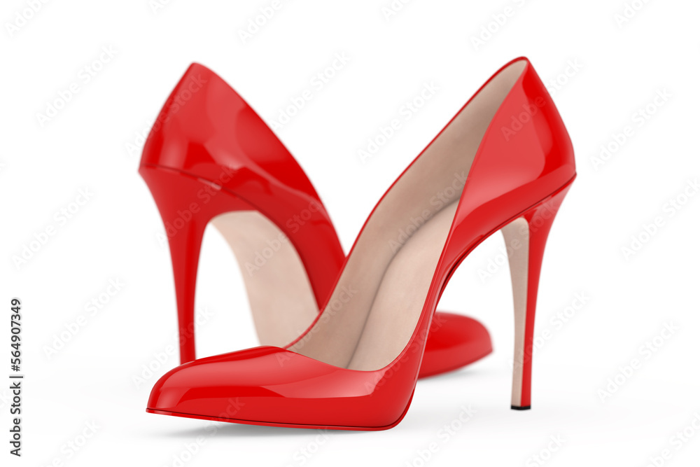 Aufkleber red high heels wooman shooes. 3d rendering