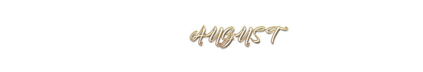 August word gold typography banner with transparent background