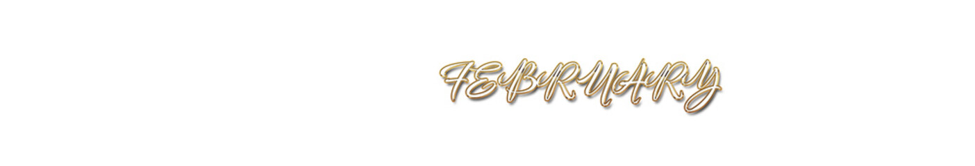 Naklejka premium February word gold typography banner with transparent background