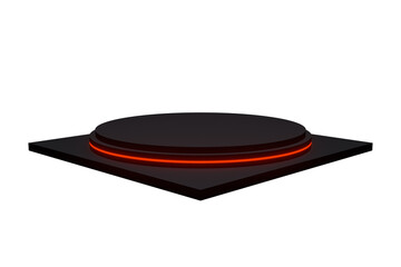 3D black podium with red neon lights