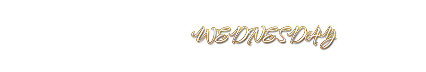 Wednesday word gold typography banner with transparent background