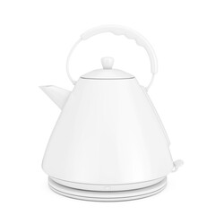 Modern White Electric Kitchen Kettle in Clay Style. 3d Rendering