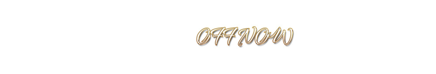 Off now word gold typography banner with transparent background	