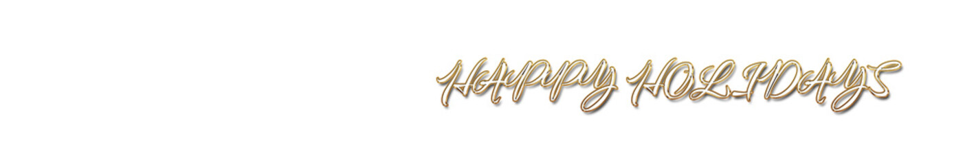 happy holidays word gold typography banner with transparent background	