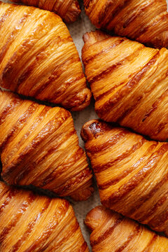 Tray of fresh croissants