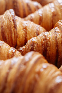 Tray of fresh croissants