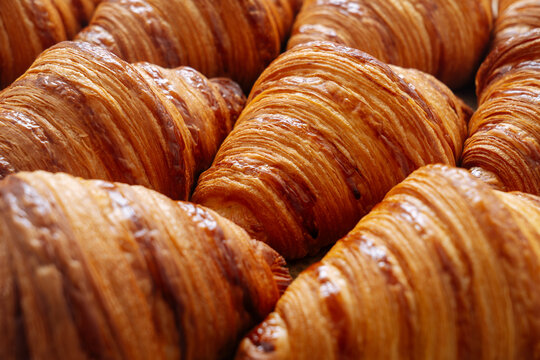 Naklejki Tray of fresh croissants