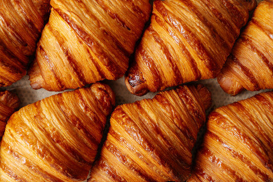 Tray of fresh croissants