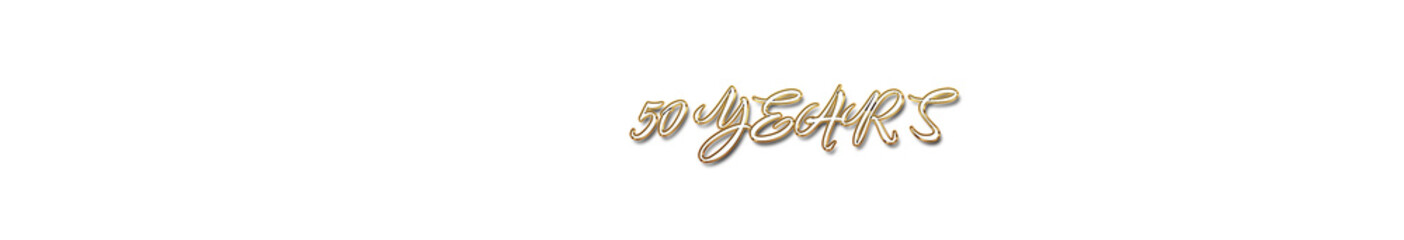 Naklejka premium 50 Years word gold typography banner with transparent background 