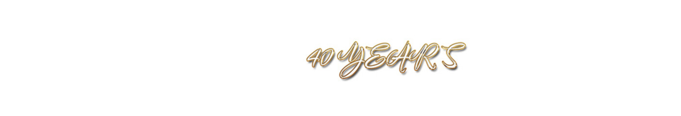 40 Years word gold typography banner with transparent background	