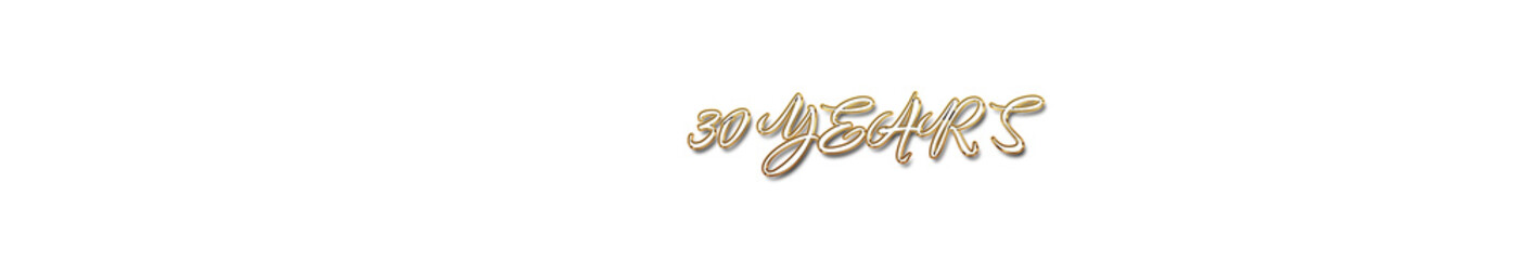 30 years word gold typography banner with transparent background	