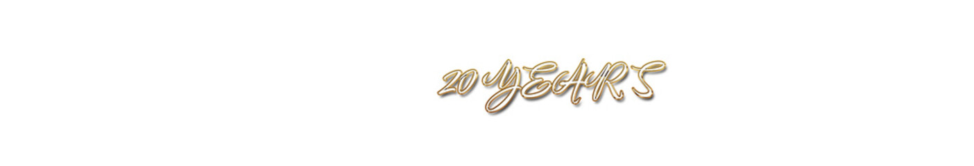 20 years word gold typography banner with transparent background	