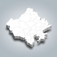 Rajasthan 3d district map is a state of India