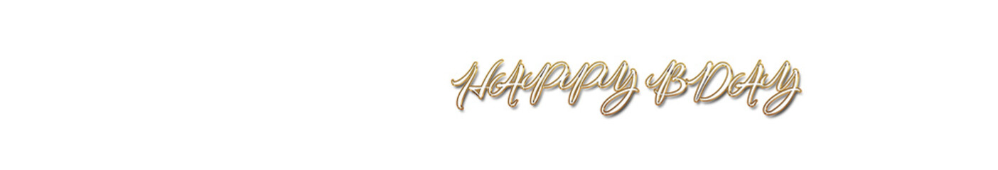 Happy bday word gold typography banner with transparent background	