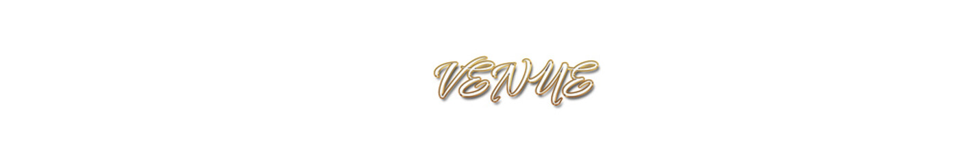 Venue word gold typography banner with transparent background	